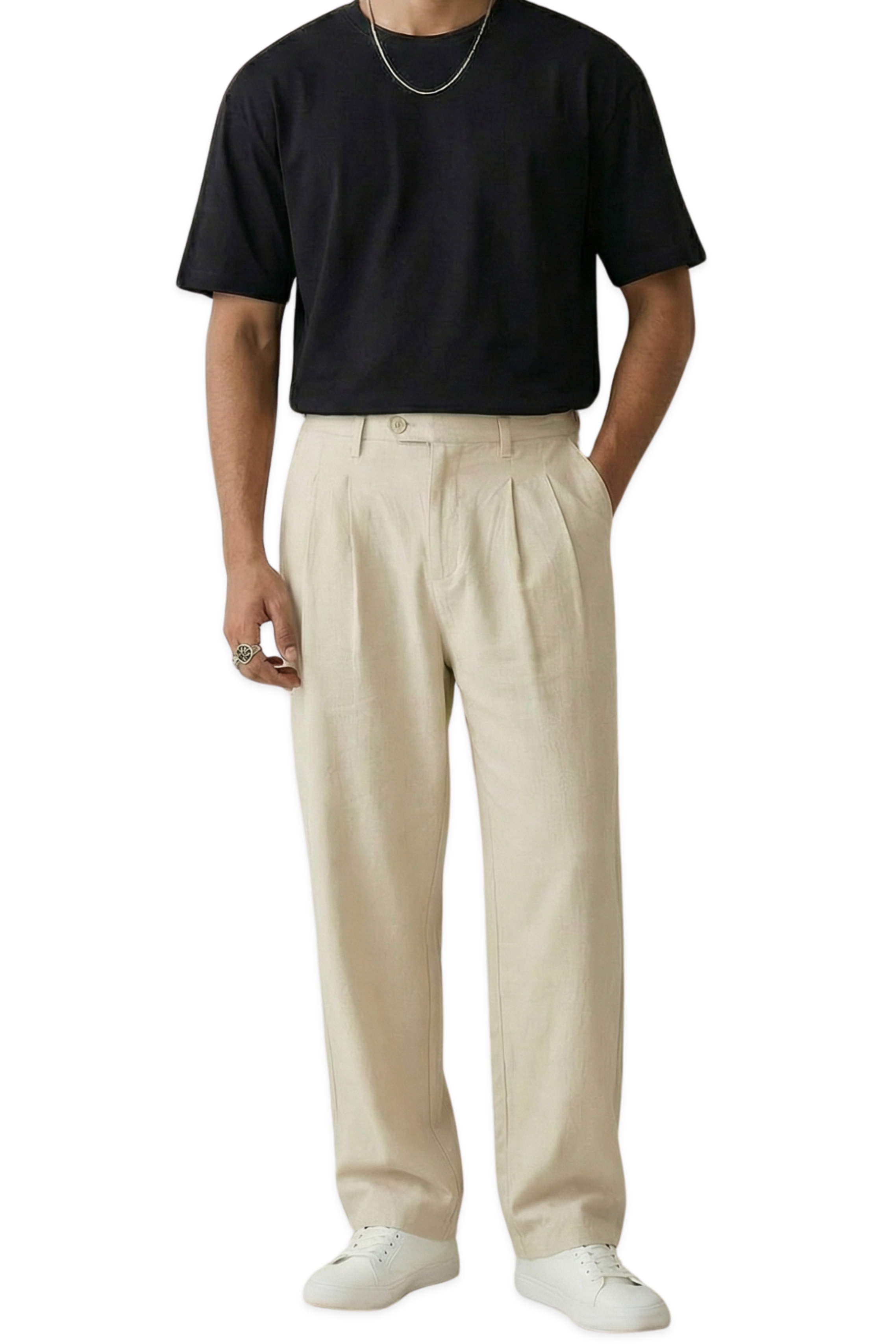 Linen Relaxed Fit Pant – Ivory Cream