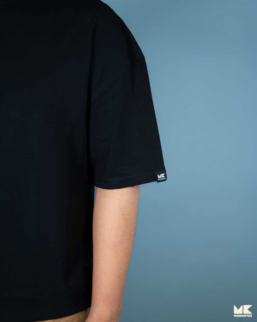 Solid Black Oversized Drop Shoulder T-Shirt for Men | Comfortable Cotton Fabric | Mad Koffee Fashion