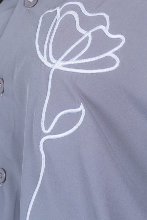 Load image 1 in gallery view. Embroidery Cuban Shirts — Grey