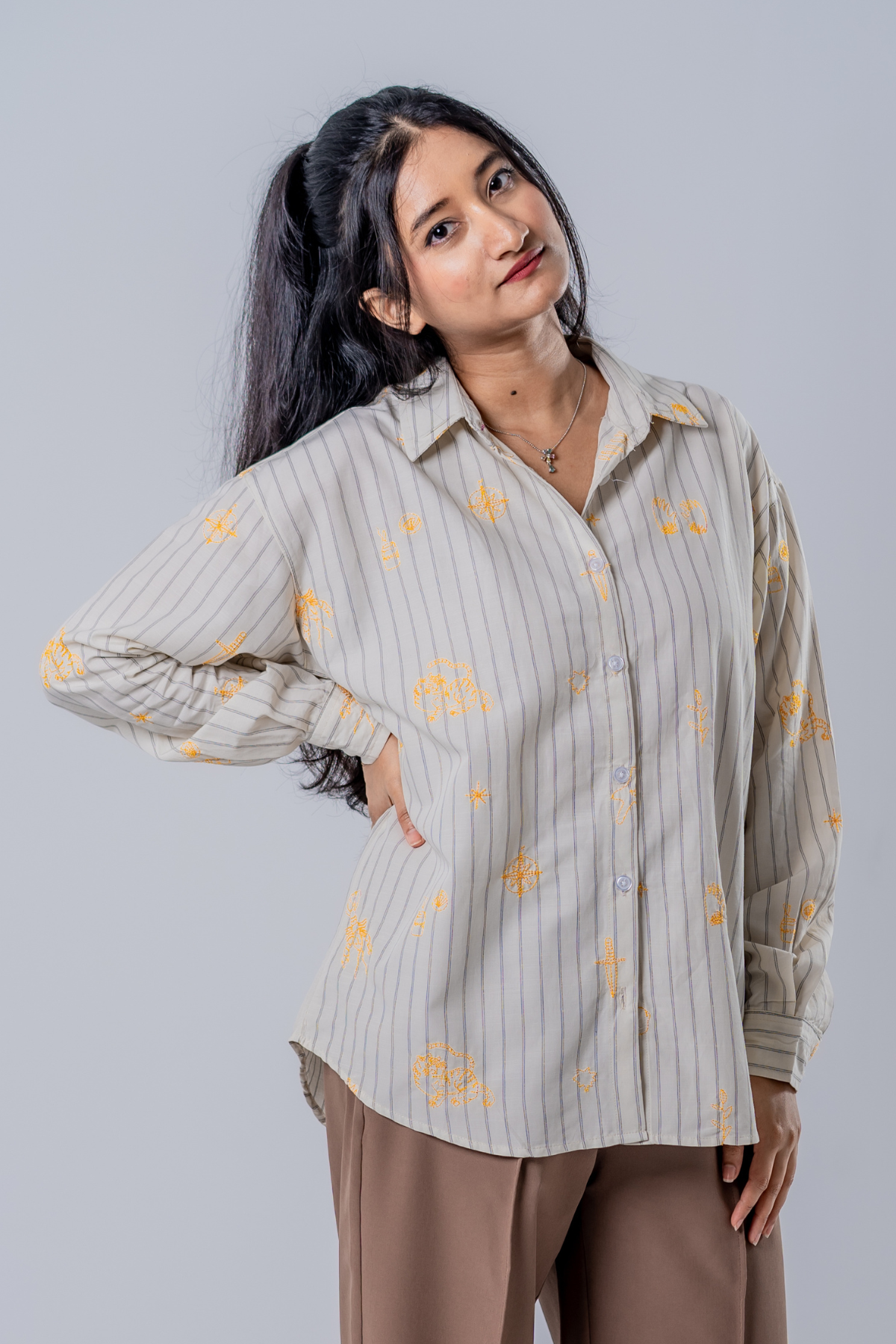 The Cartographer Embroidered Striped Shirt