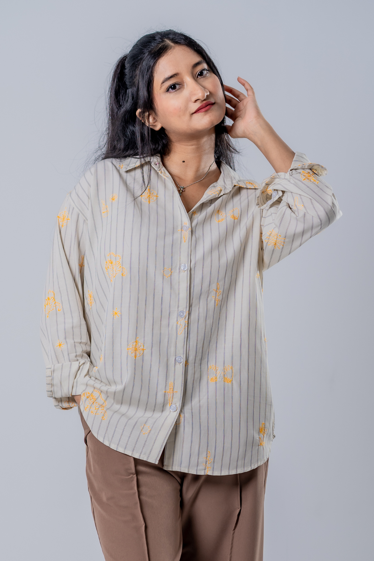 The Cartographer Embroidered Striped Shirt