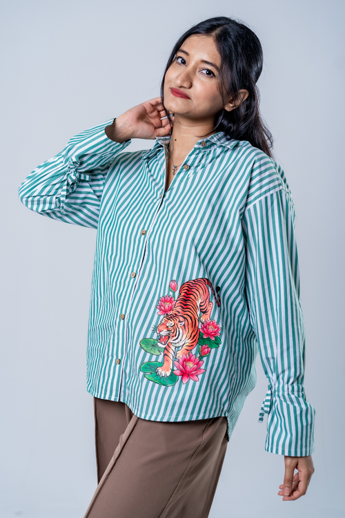 Load image 1 in gallery view. The Lotus Tiger Striped Shirt