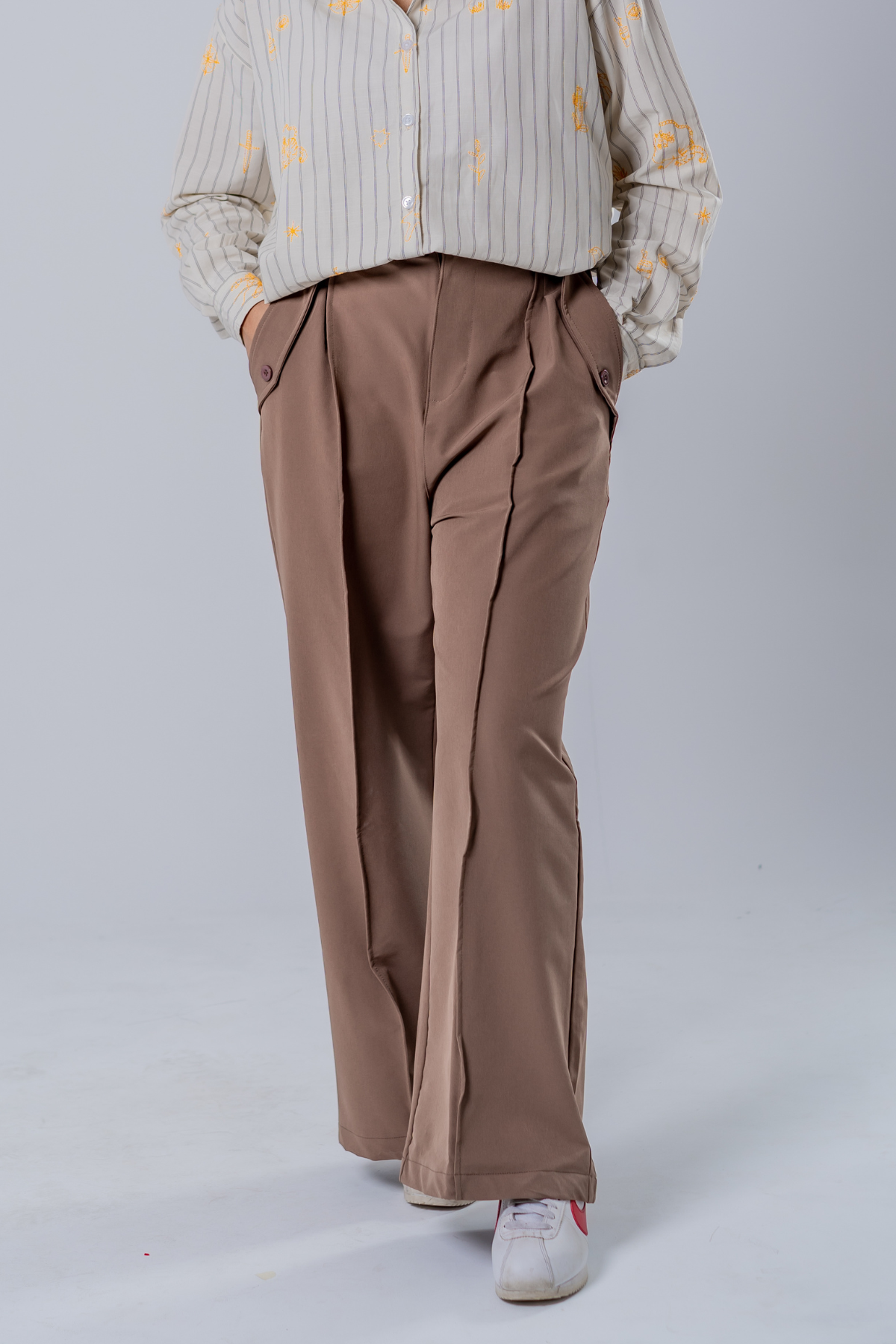 Women's Flared Pants - Earthy Mocha