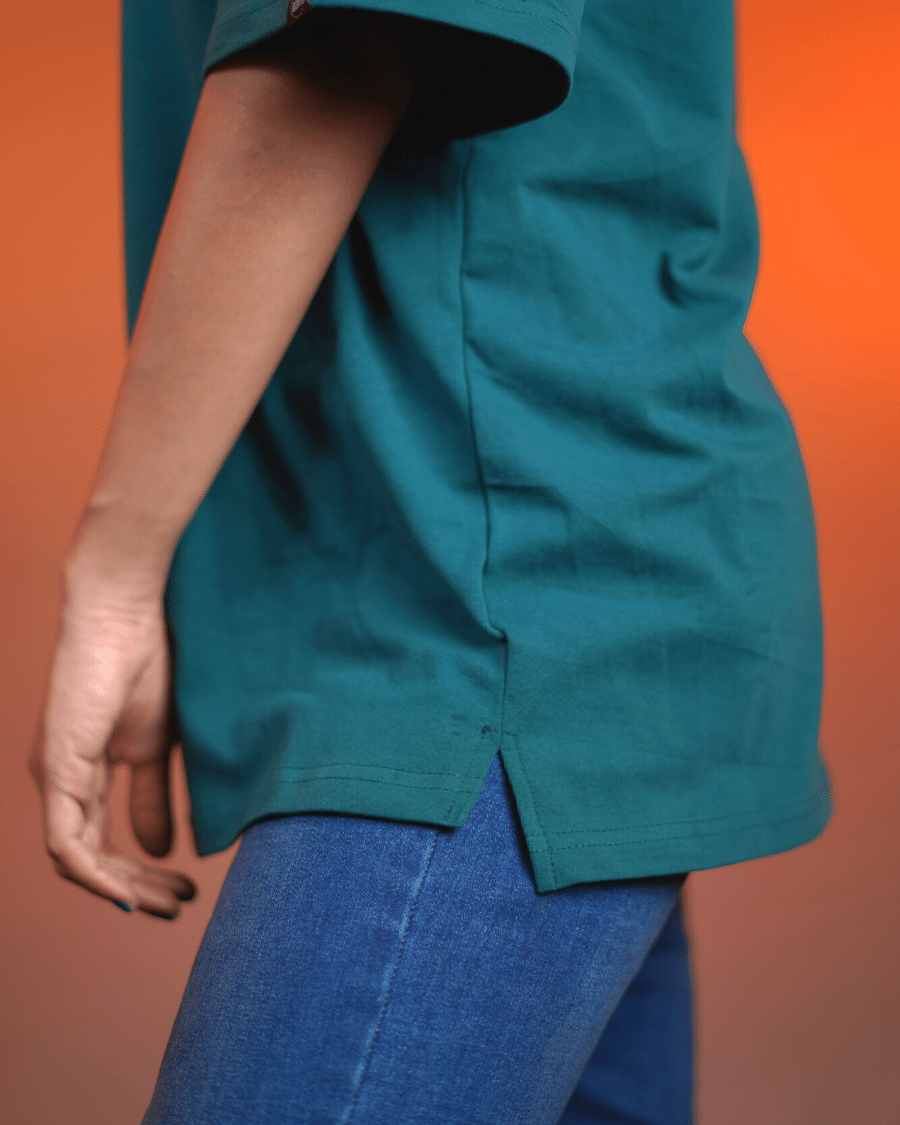 Solid Dark Green Oversized Drop Shoulder T-Shirt for Men | Comfortable Cotton Fabric | Mad Koffee Fashion