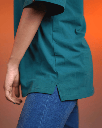 Solid Dark Green Oversized Drop Shoulder T-Shirt for Men | Comfortable Cotton Fabric | Mad Koffee Fashion