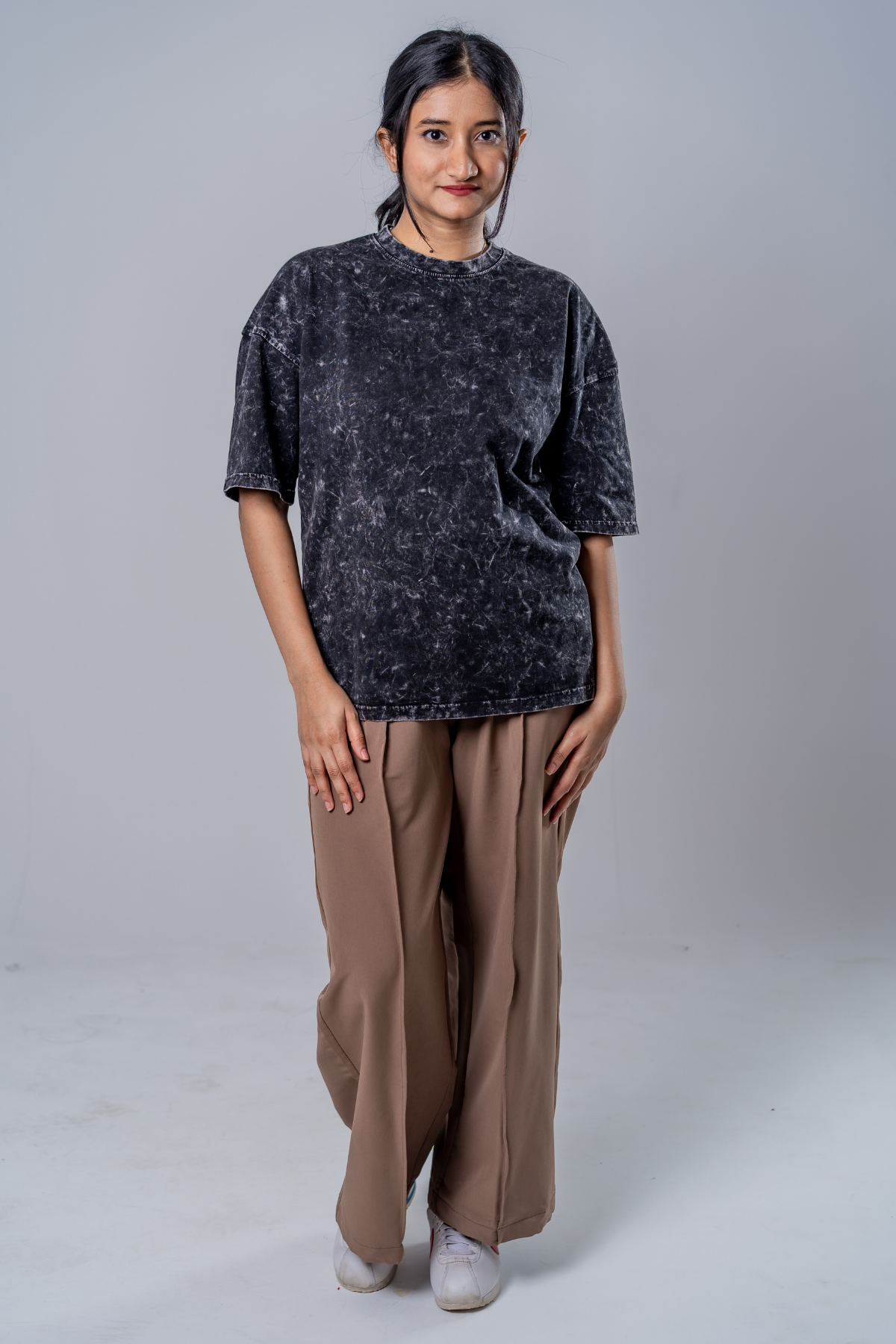Faded-Acid Oversized Tee - Black