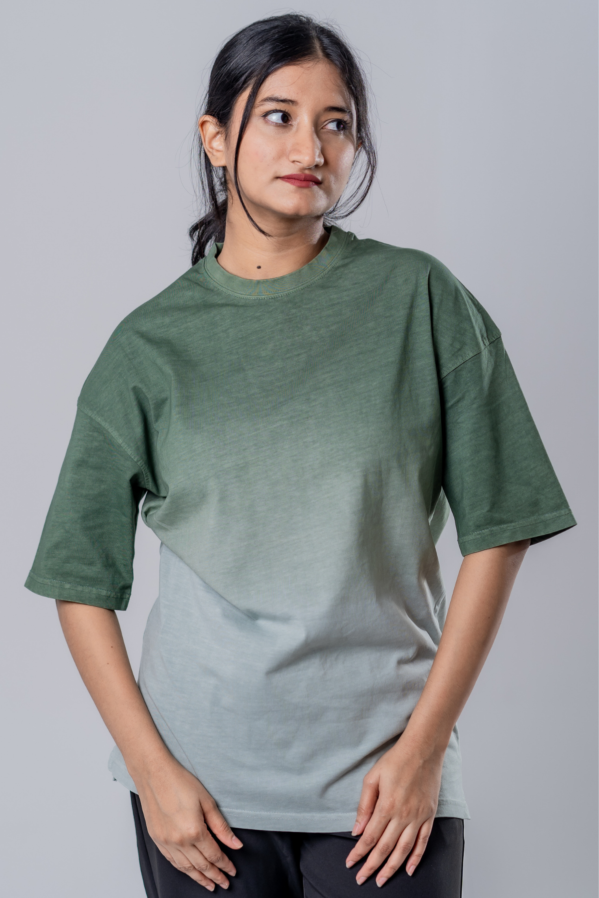 Dip-Dye Oversized Tee - Matcha Gradient