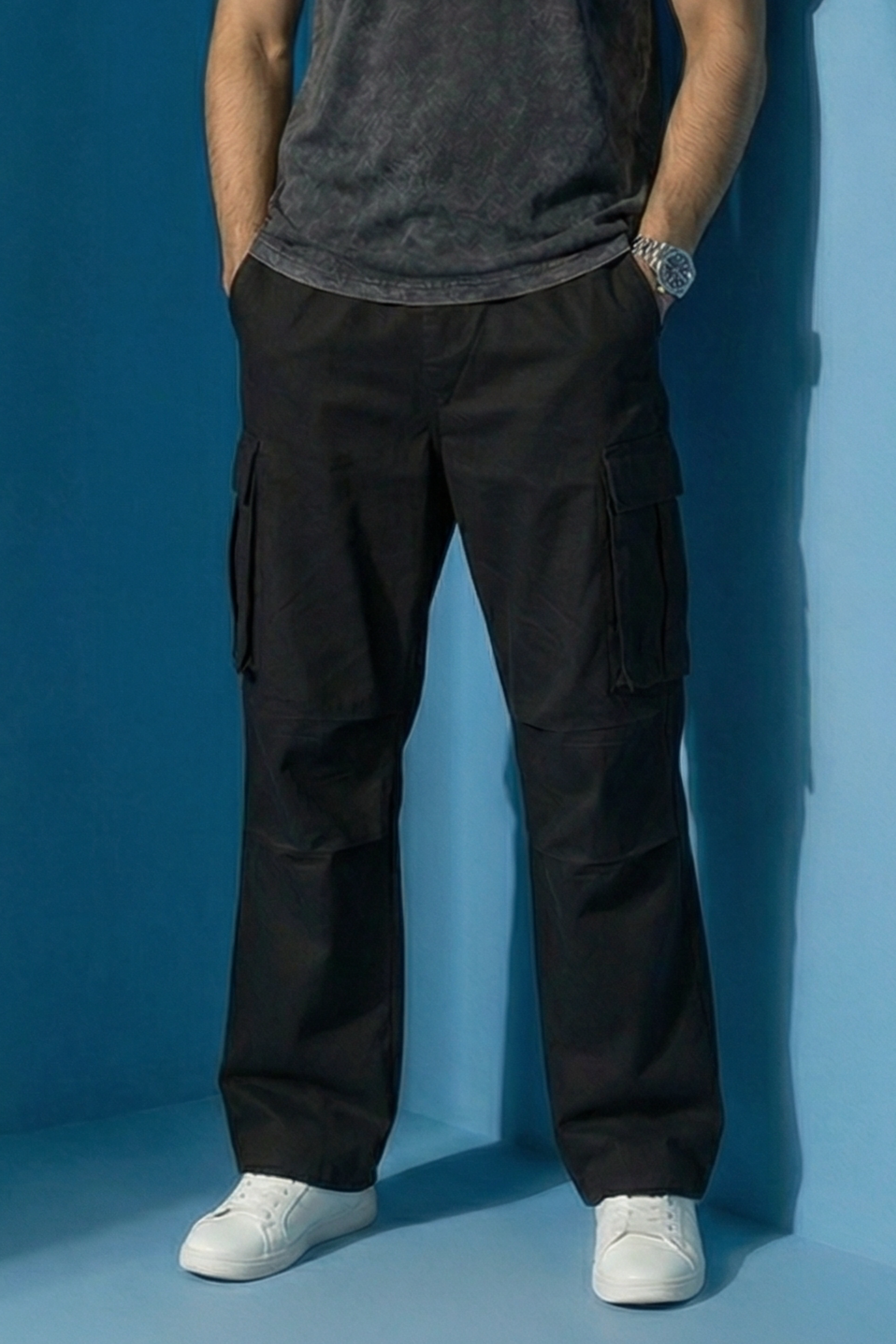 6 pocket Cargos - Black