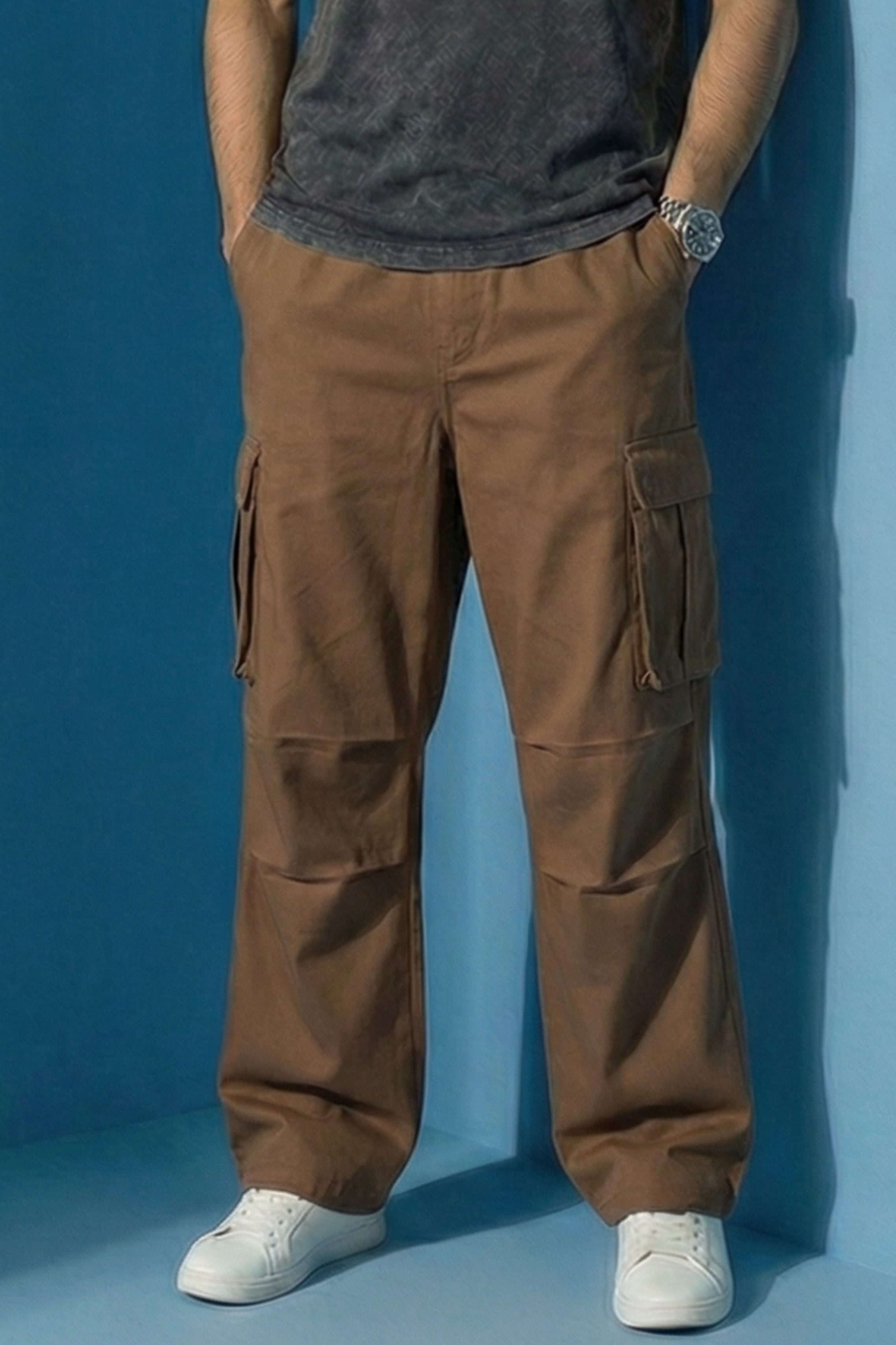 6 pocket Cargos - Brown