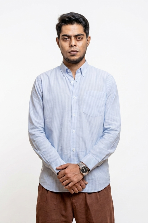 Load image 1 in gallery view. AirLight Button-down Shirts – Light Blue Stripes