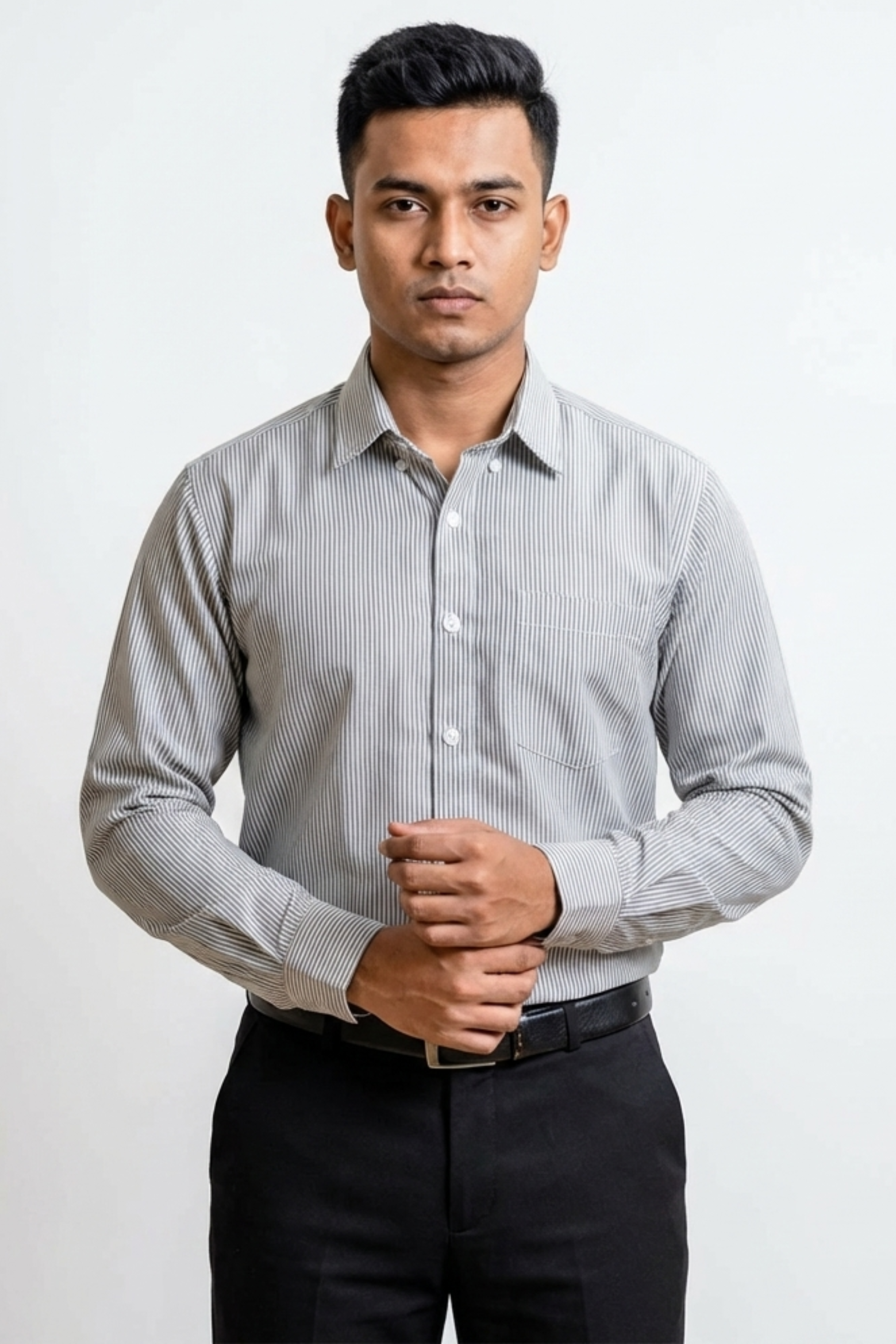 AirLight Button-down Shirts – Grey Striped