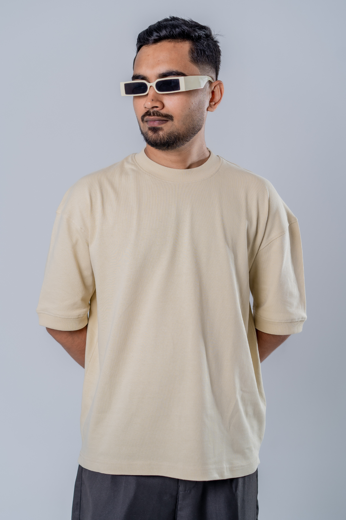 Heavyweight Streetwear Oversized T-shirt - Beige