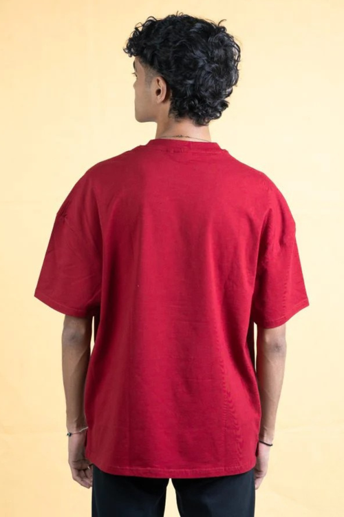 Load image 1 in gallery view. Oversized Drop Shoulder T-Shirt – Maroon