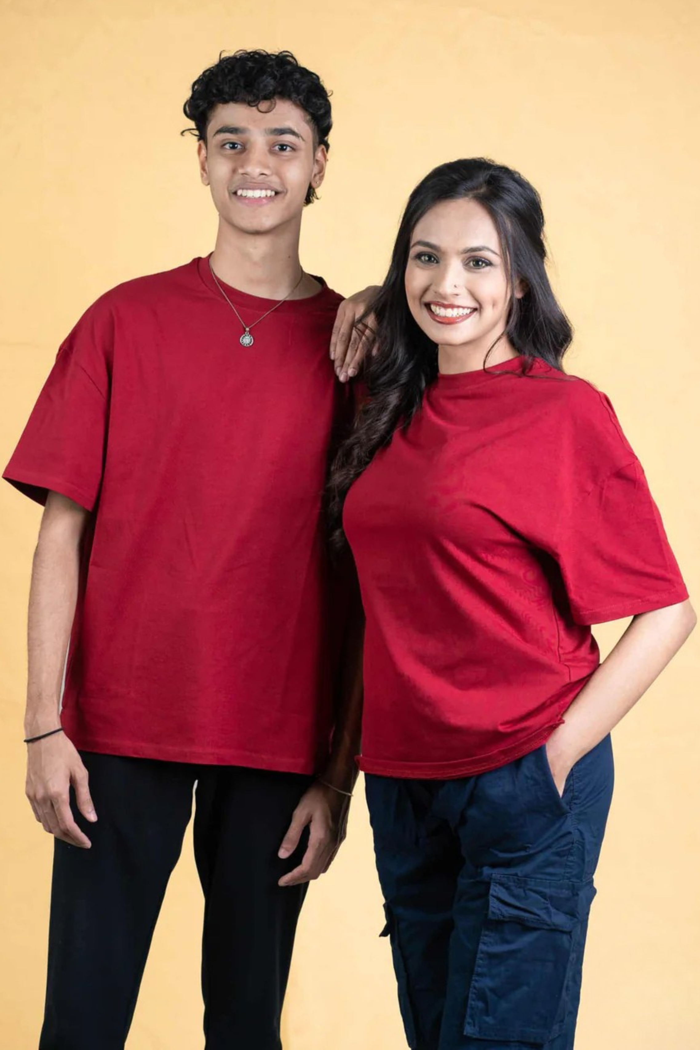 Oversized Drop Shoulder T-Shirt – Maroon