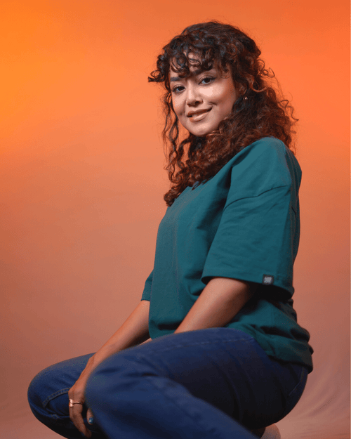 Load image 1 in gallery view. Solid Dark Green Oversized Drop Shoulder T-Shirt for Men | Comfortable Cotton Fabric | Mad Koffee Fashion