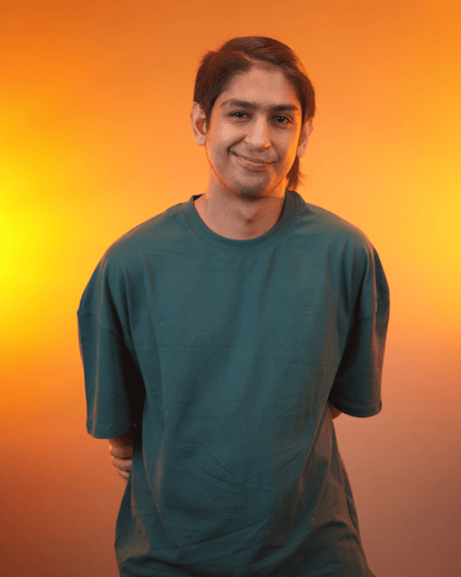 Solid Dark Green Oversized Drop Shoulder T-Shirt for Men | Comfortable Cotton Fabric | Mad Koffee Fashion