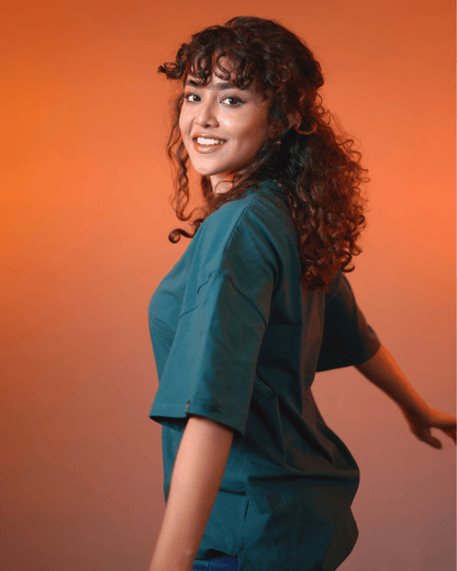 Solid Dark Green Oversized Drop Shoulder T-Shirt for Men | Comfortable Cotton Fabric | Mad Koffee Fashion