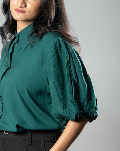 Airy Drapes Shirt Top for Women – Forest