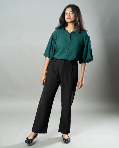 Airy Drapes Shirt Top for Women – Forest