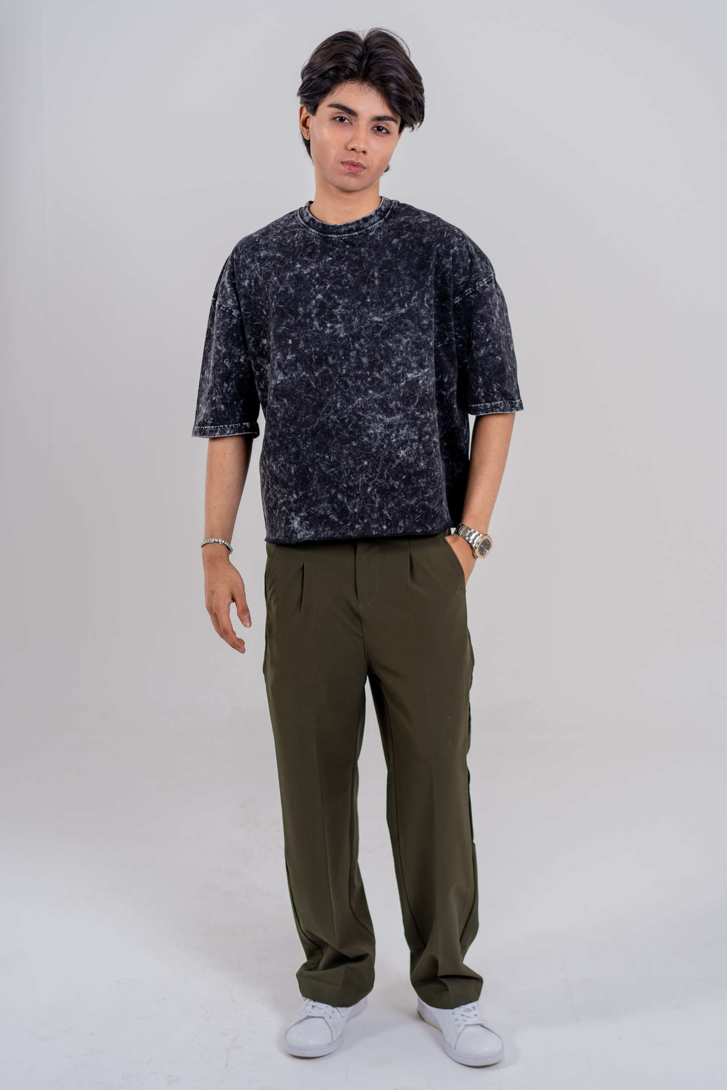 Men’s Full Pour Acid Wash Tee – Washed Black