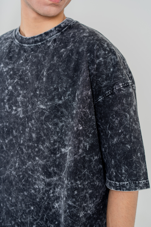 Load image 1 in gallery view. Men’s Full Pour Acid Wash Tee – Washed Black