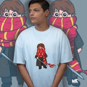 Harry Potter Cute Cartoon Style Portrait Oversized Drop Shoulder T-shirt