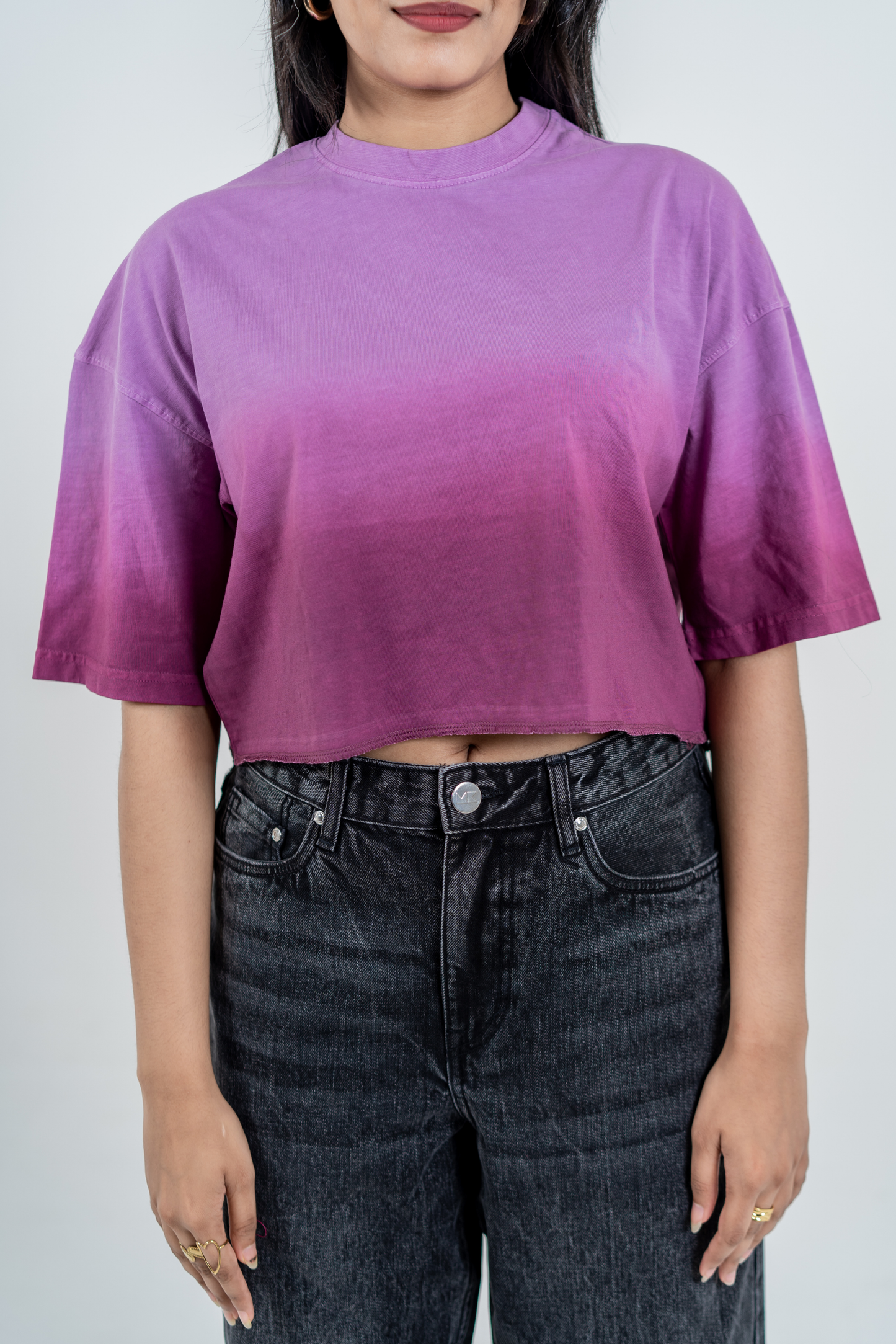 Women’s Short Pour Acid Wash Tee  – Berry Brew Gradient