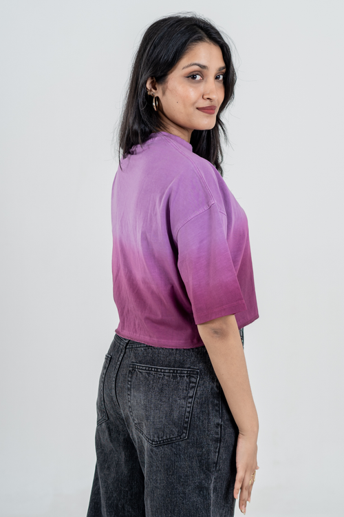 Load image 1 in gallery view. Women’s Short Pour Acid Wash Tee  – Berry Brew Gradient