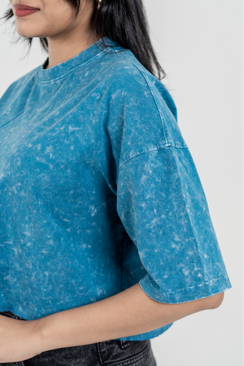 Load image 1 in gallery view. Women’s Short Pour Acid Wash Tee – Ocean Mineral