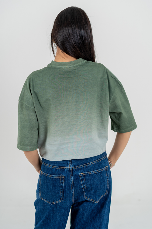 Load image 1 in gallery view. Women’s Short Pour Acid Wash Tee  –  Matcha Gradient