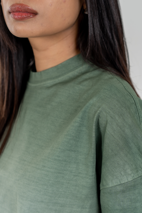 Load image 1 in gallery view. Women’s Short Pour Acid Wash Tee  –  Matcha Gradient