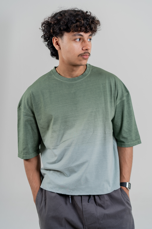 Load image 1 in gallery view. Men’s Full Pour Acid Wash Tee – Matcha Gradient