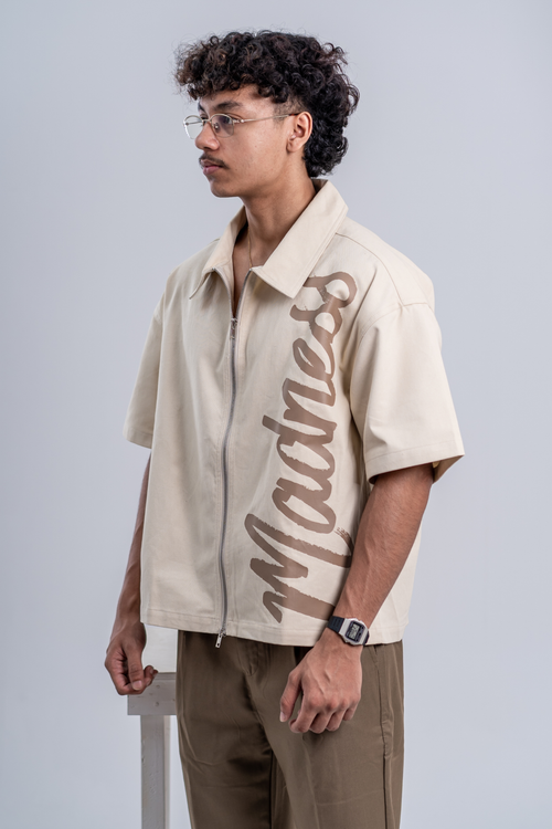 Load image 1 in gallery view. Double-Zip Boxy Shirt - Oatmeal