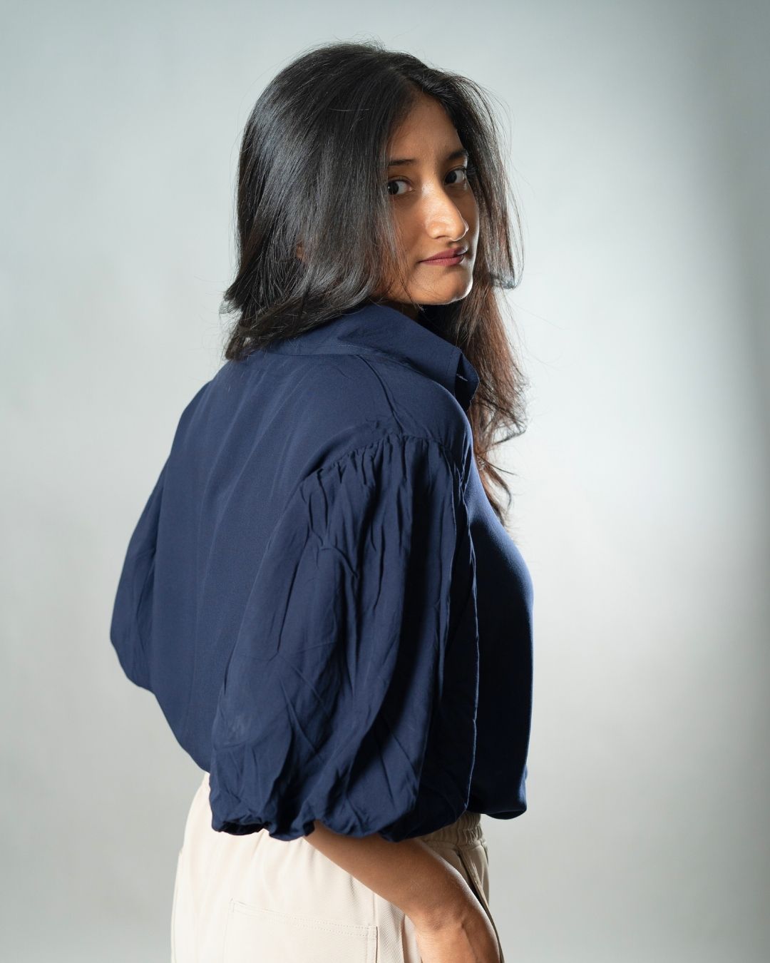 Airy Drapes Shirt Top for Women – Deep Sea