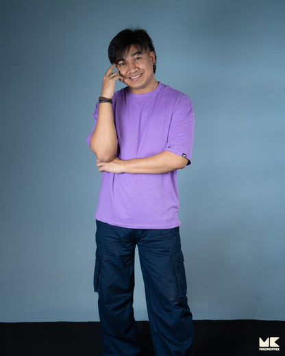 Solid Lavender Oversized Drop Shoulder T-Shirt for Men | Comfortable Cotton Fabric | Mad Koffee Fashion