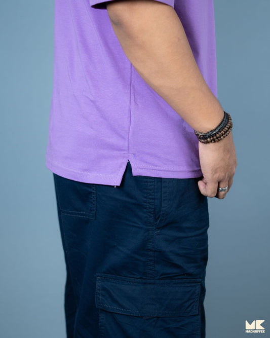 Solid Lavender Oversized Drop Shoulder T-Shirt for Men | Comfortable Cotton Fabric | Mad Koffee Fashion