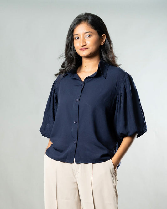Airy Drapes Shirt Top for Women – Deep Sea