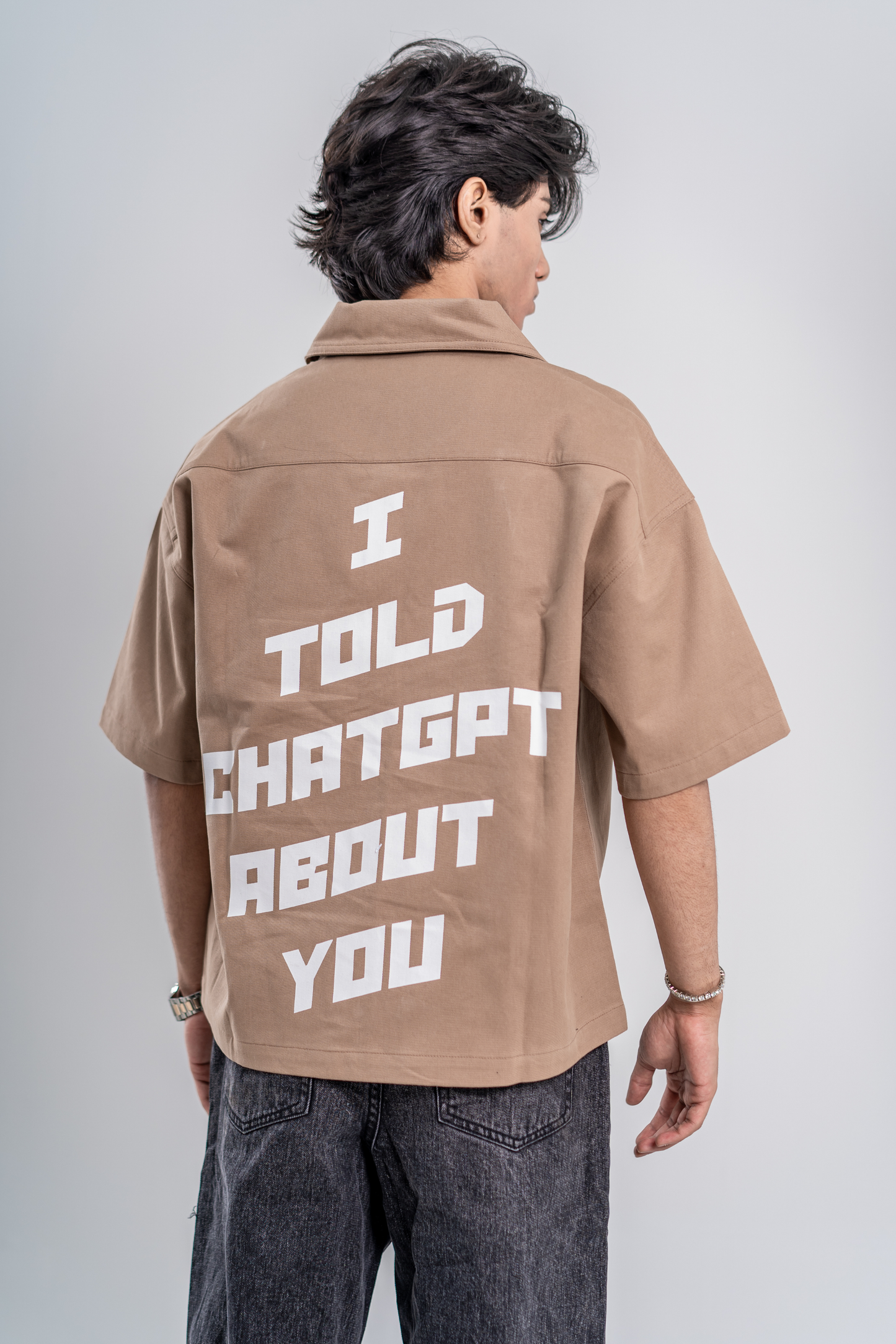 Double-Zip Boxy Shirt - Mocha