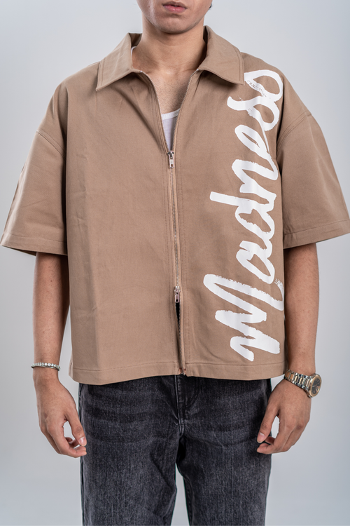 Load image 1 in gallery view. Double-Zip Boxy Shirt - Mocha