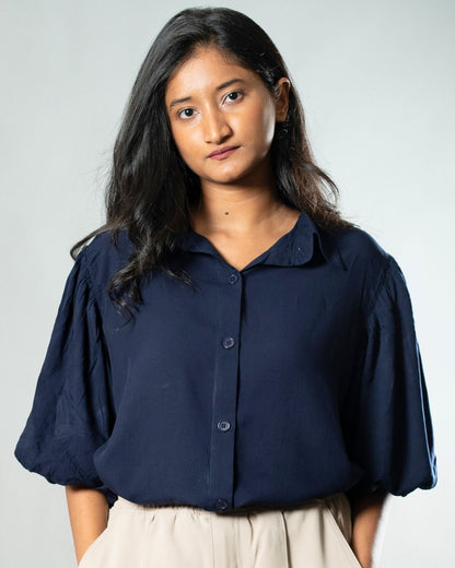 Airy Drapes Shirt Top for Women – Deep Sea