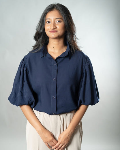 Airy Drapes Shirt Top for Women – Deep Sea