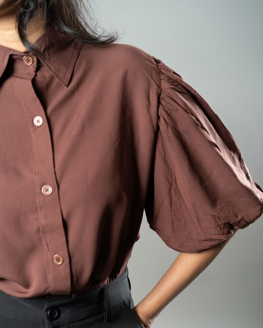 Airy Drapes Shirt Top for Women – Rust
