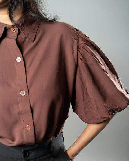 Airy Drapes Shirt Top for Women – Rust