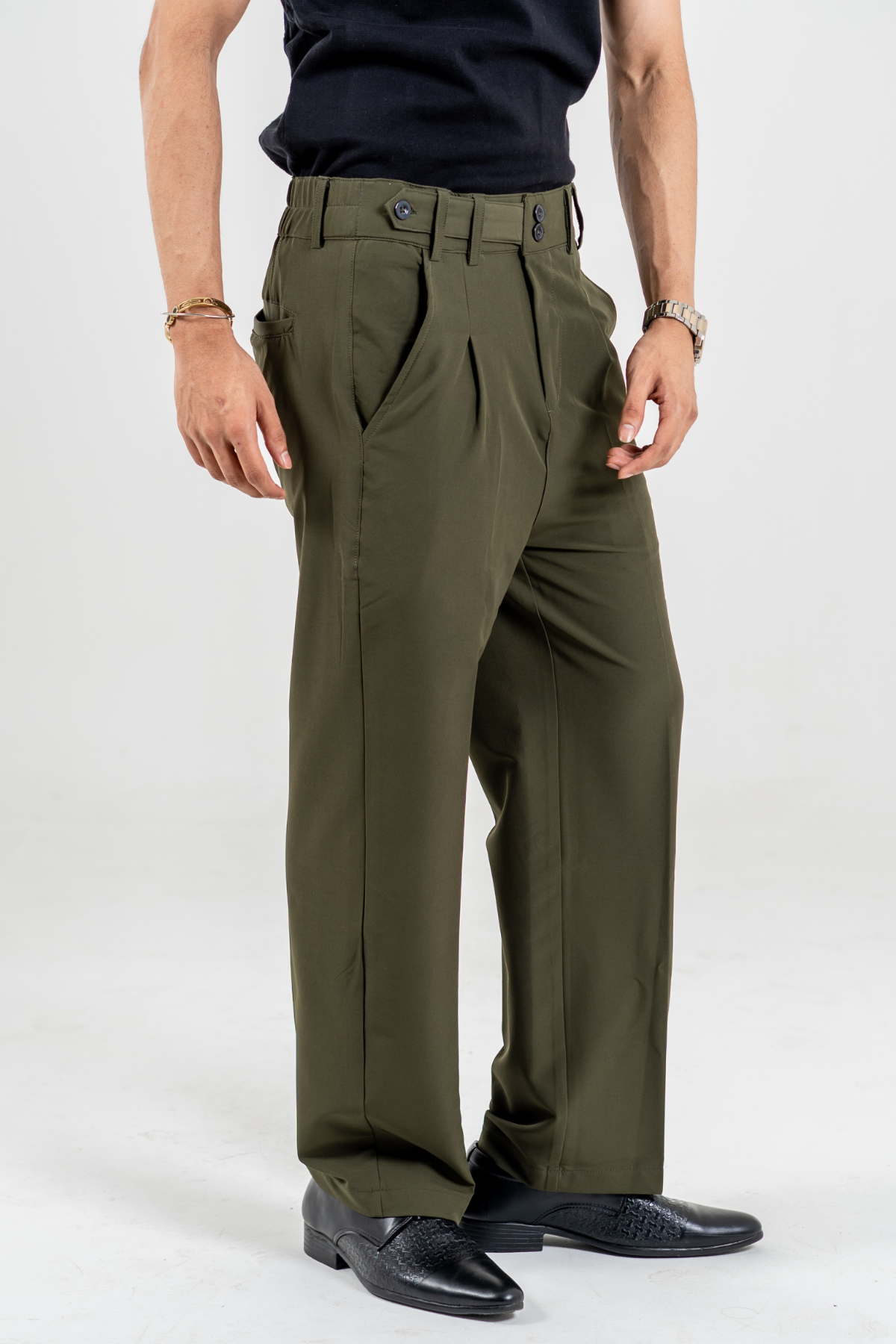 Korean Pants - Olive Green