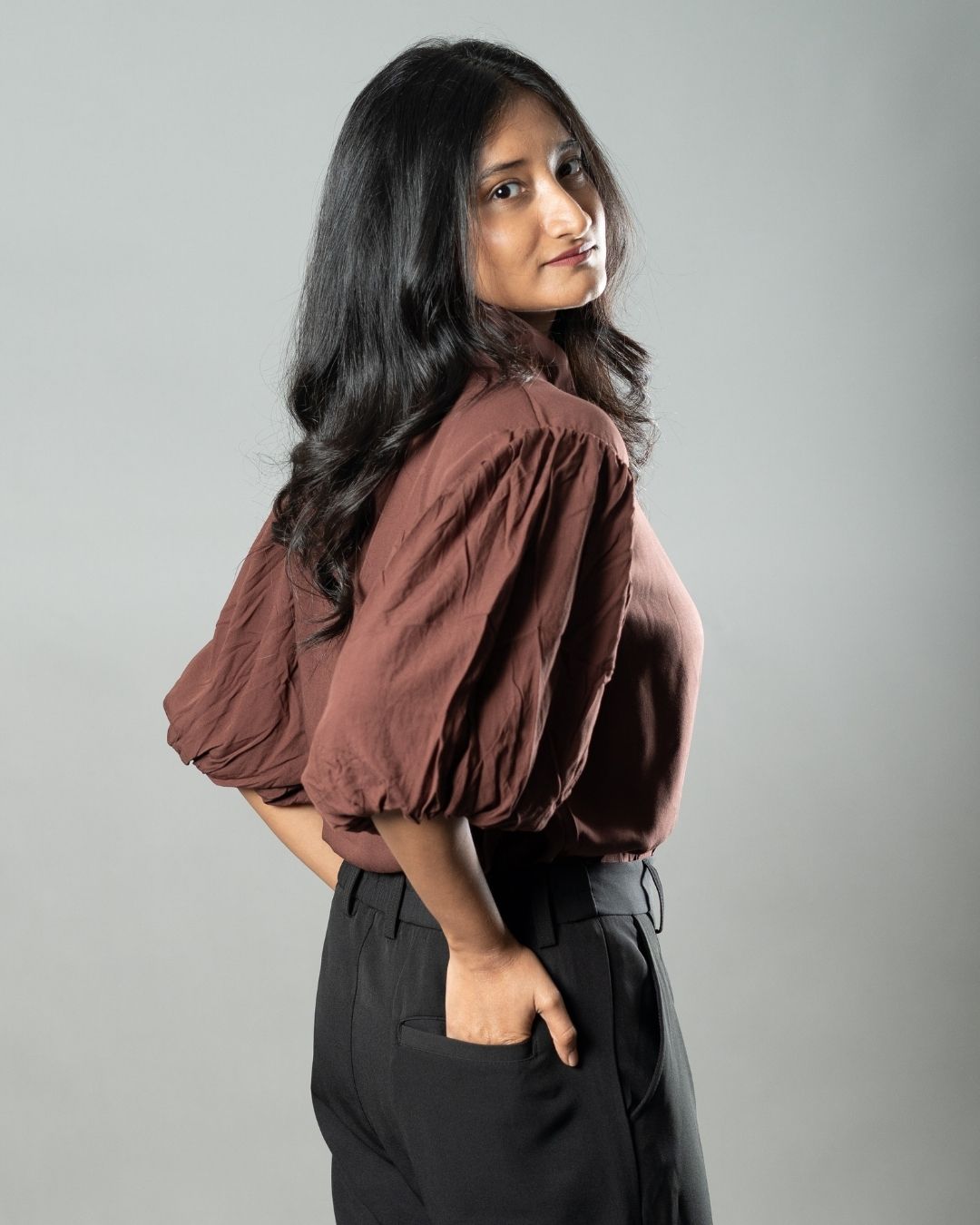 Airy Drapes Shirt Top for Women – Rust