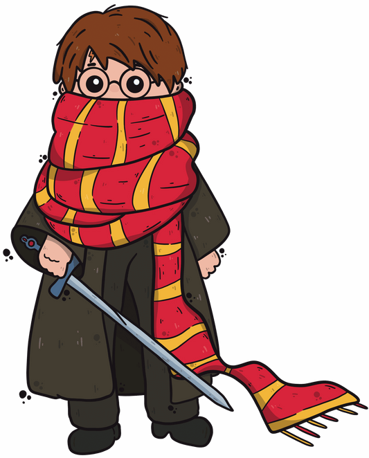 Harry Potter Cute Cartoon Style Portrait Oversized Drop Shoulder T-shirt