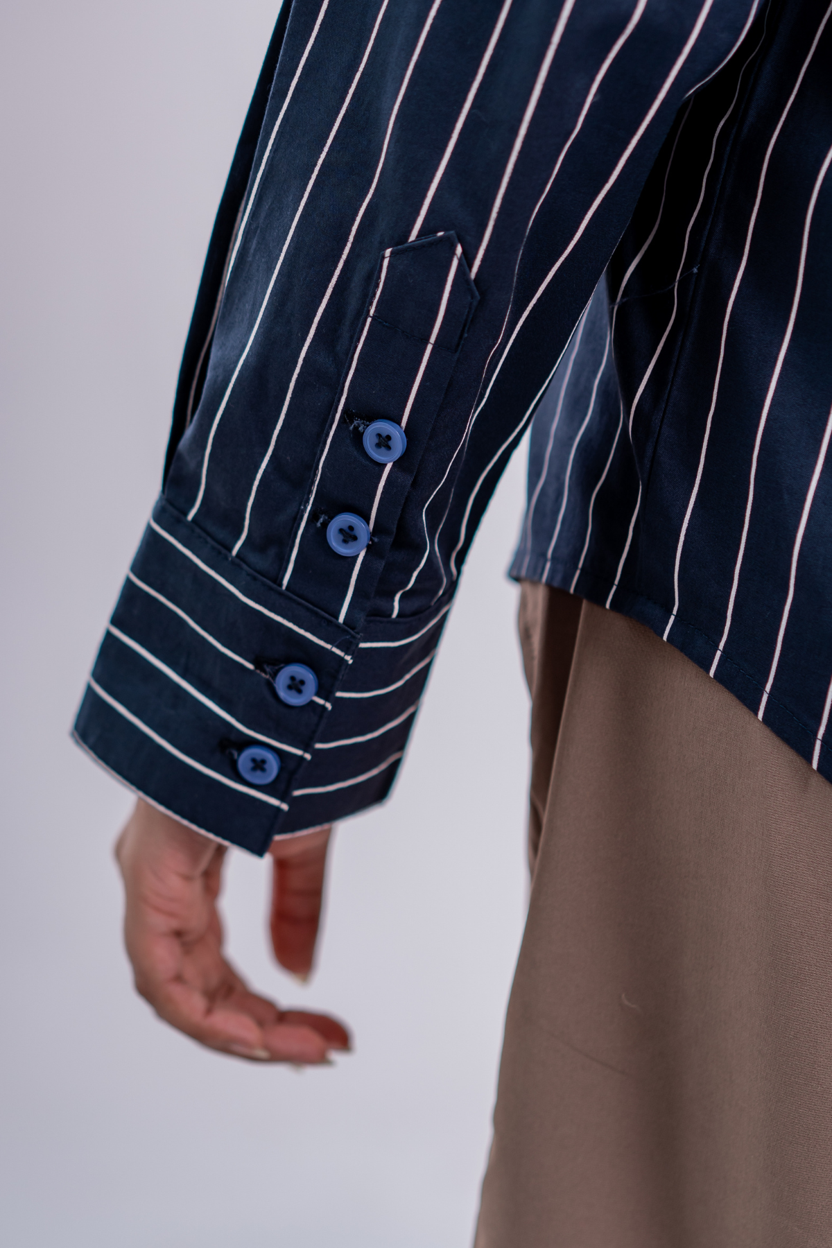 Tropic Bloom Button-Up Embroidered Striped Shirt