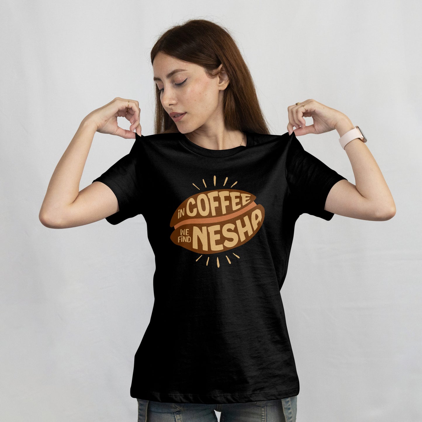 In Coffee We Find Nesha  - Oversized Drop Shoulder T-shirt