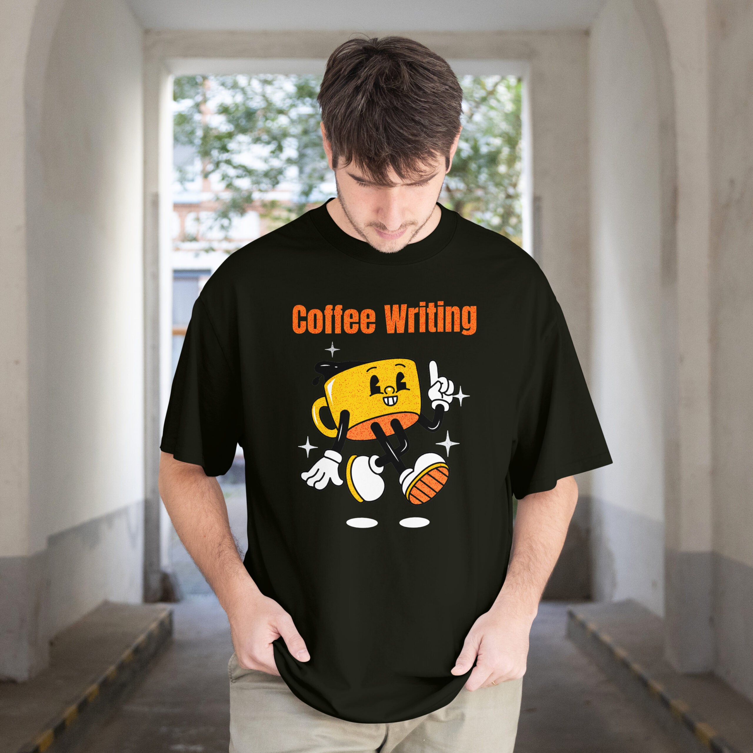 Coffee Writing - Oversized Drop Shoulder T-shirt