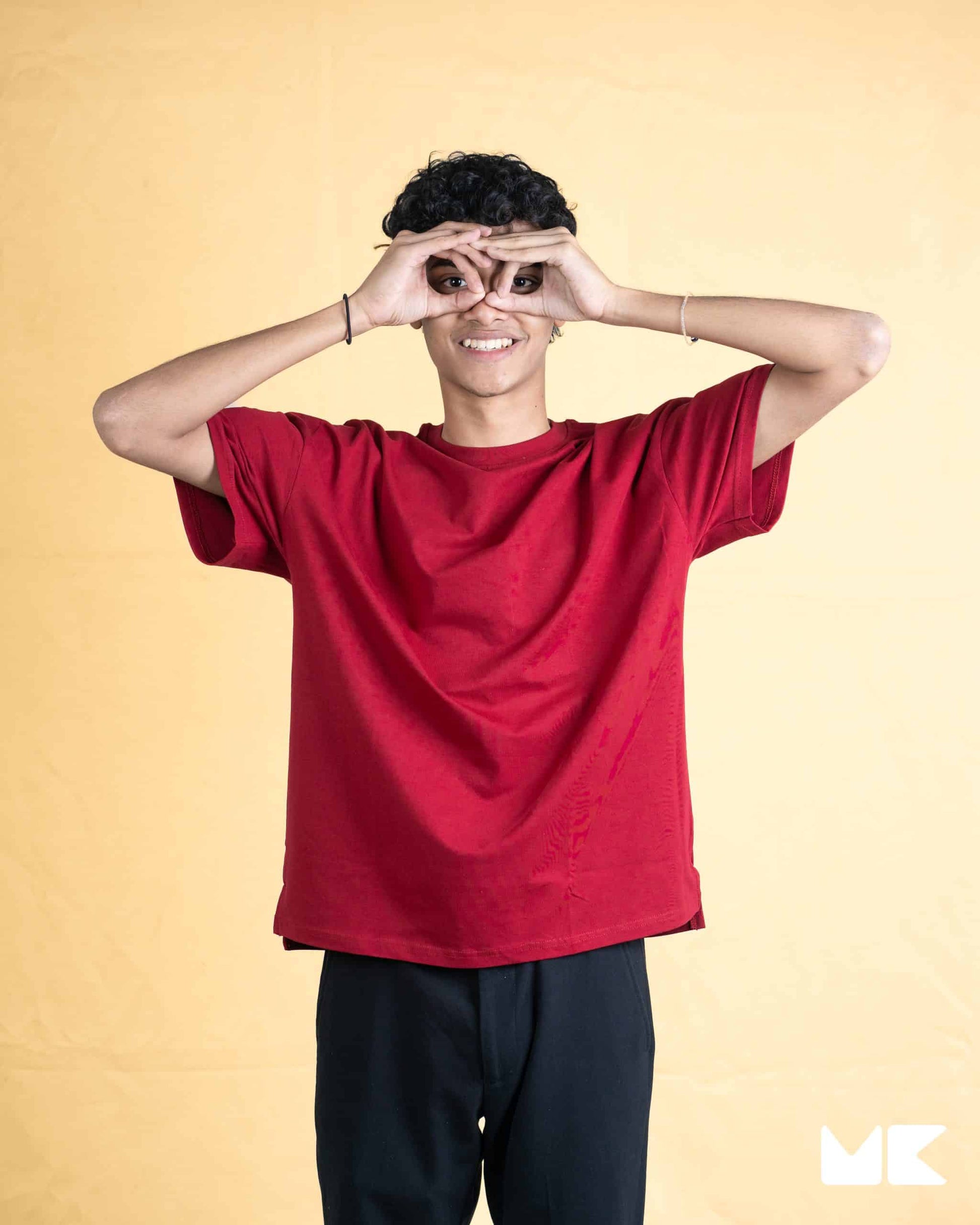Solid Burgundy Oversized Drop Shoulder T-Shirt for Men | Comfortable Cotton Fabric | Mad Koffee Fashion